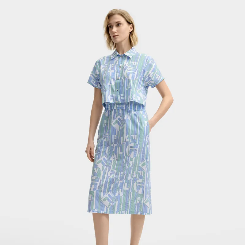 FILA EMERALD Short Sleeved Dress Women's All Over Print-2