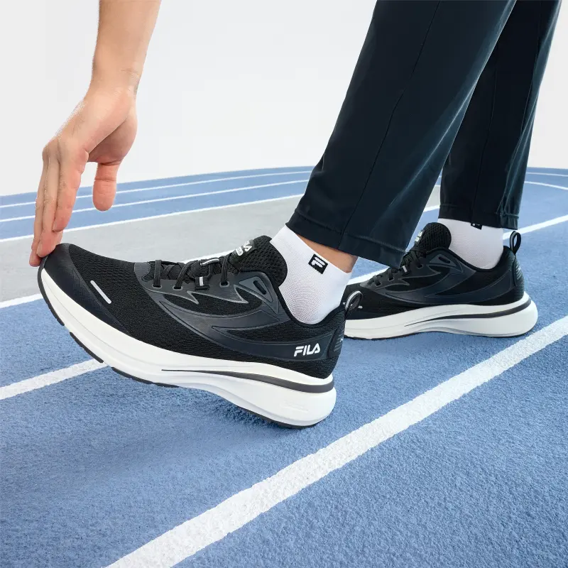 FILA NUVOLE Cushioned Wear-Resistant Breathable Rebound Low-Top Running Shoes Men's Steed Black-5