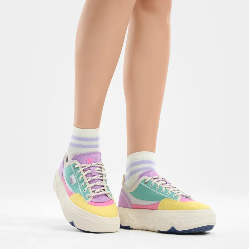 FILA ROCK Rock Shoes Anti-Slip Wear-Resistant Low-Top Canvas Shoes Women's Yellow Blue-7