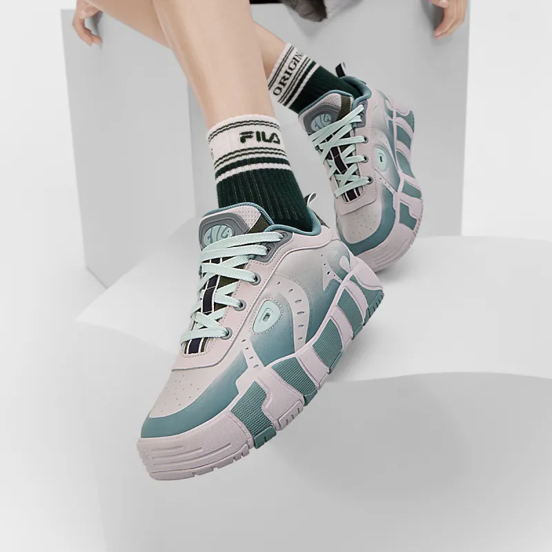 FILA MELT Anti Slip Wear Resistant Low Top Skateboard Shoes Women's Pink Green-3