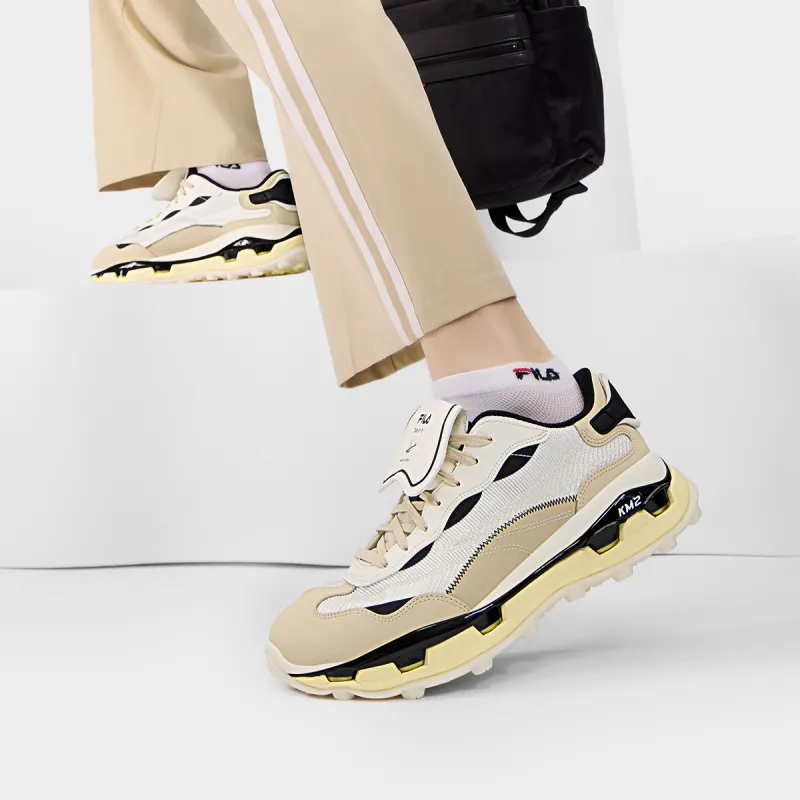 FILA KM2 Anti Slip Wear Resistant Low Top Casual Shoes Men's Early Snow/Beige Yellow-7