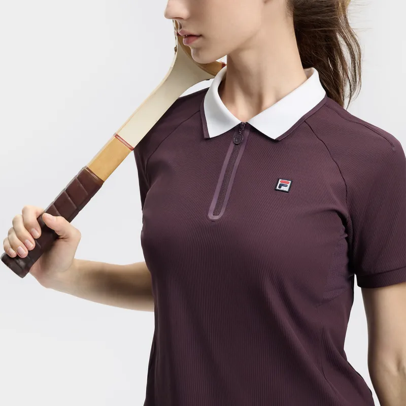 FILA Polo Shirt Women's Dark Coffee Brown-3
