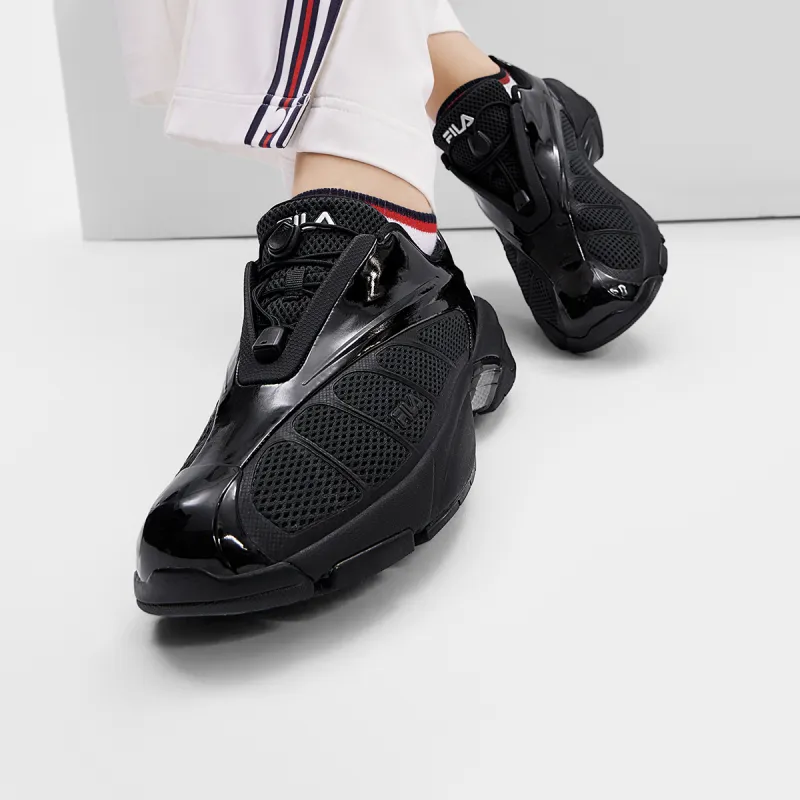 FILA Wear Resistant Low Top Casual Shoes Women's Black-4