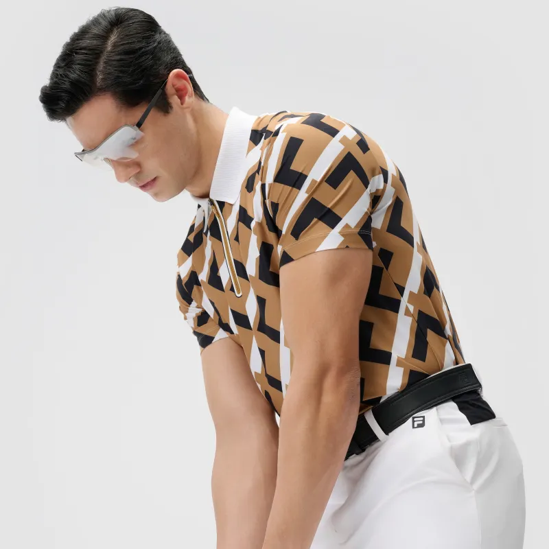FILA Polo Shirts Men Yellow Brown-3