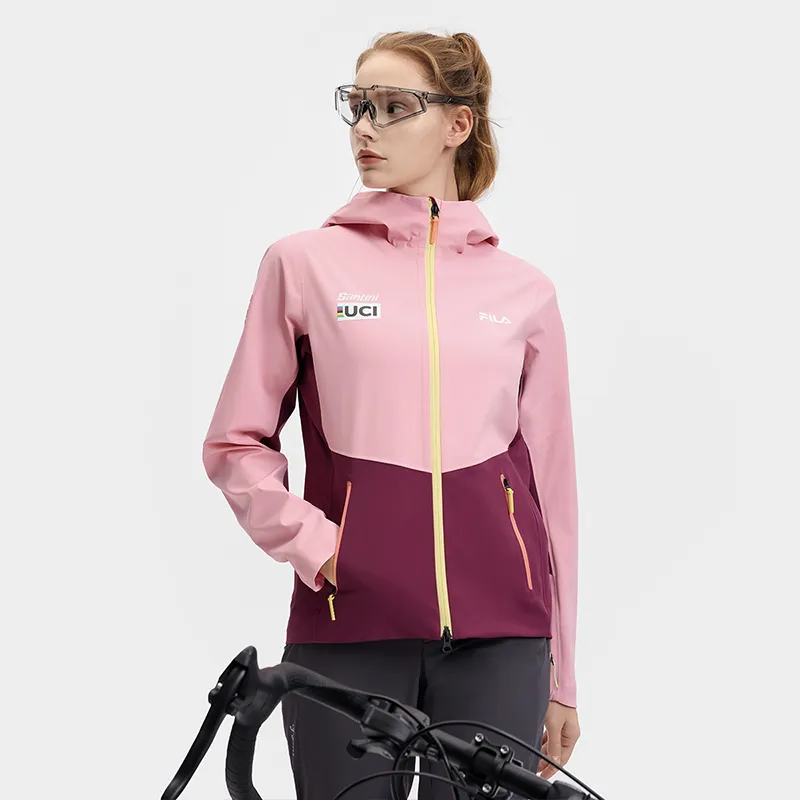 FILA CYCLING Waterproof And Windproof Windbreaker Jacket Women's Peony Pink-3