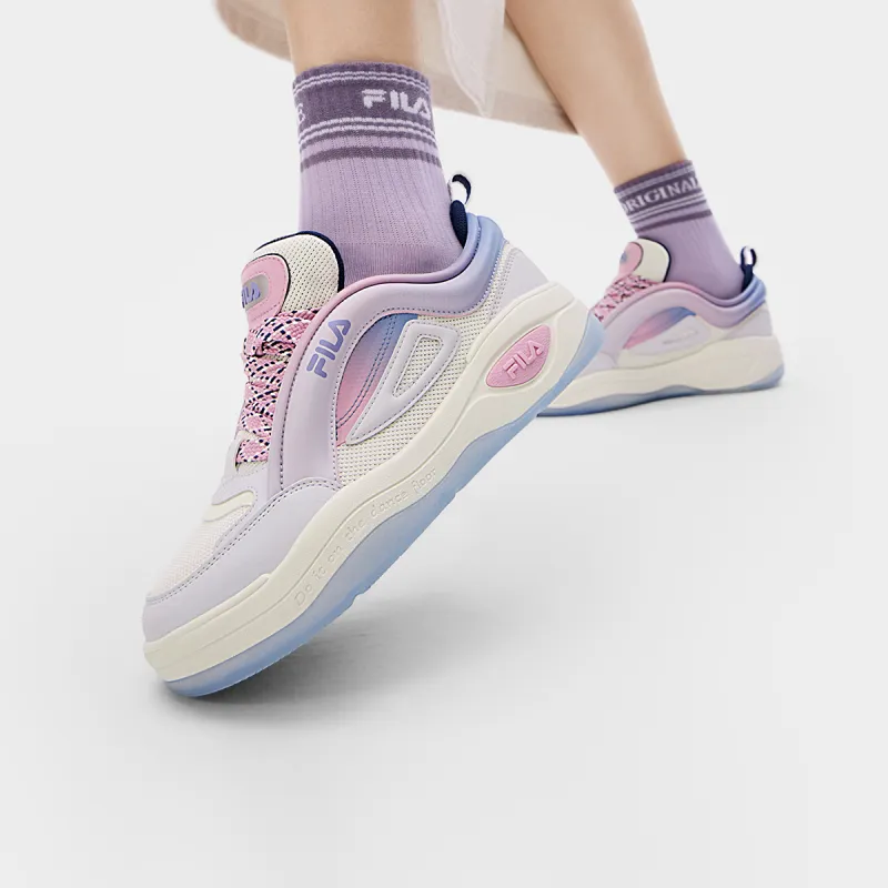 FILA Low Top Skateboard Shoes Women's Milk White/Rain Mist Gray-7