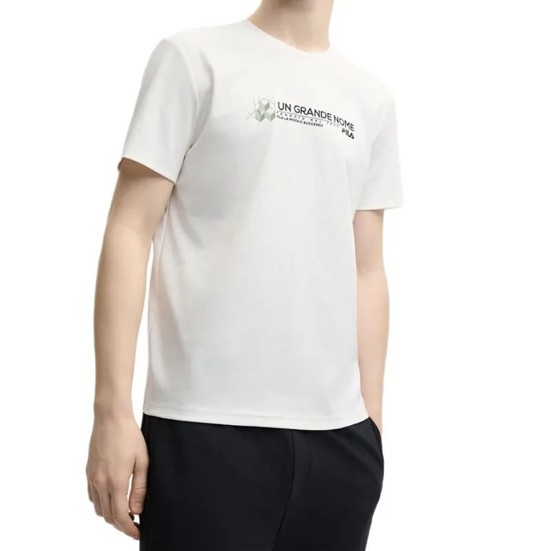 FILA Short Sleeved T Shirts Men's Cloud White-3