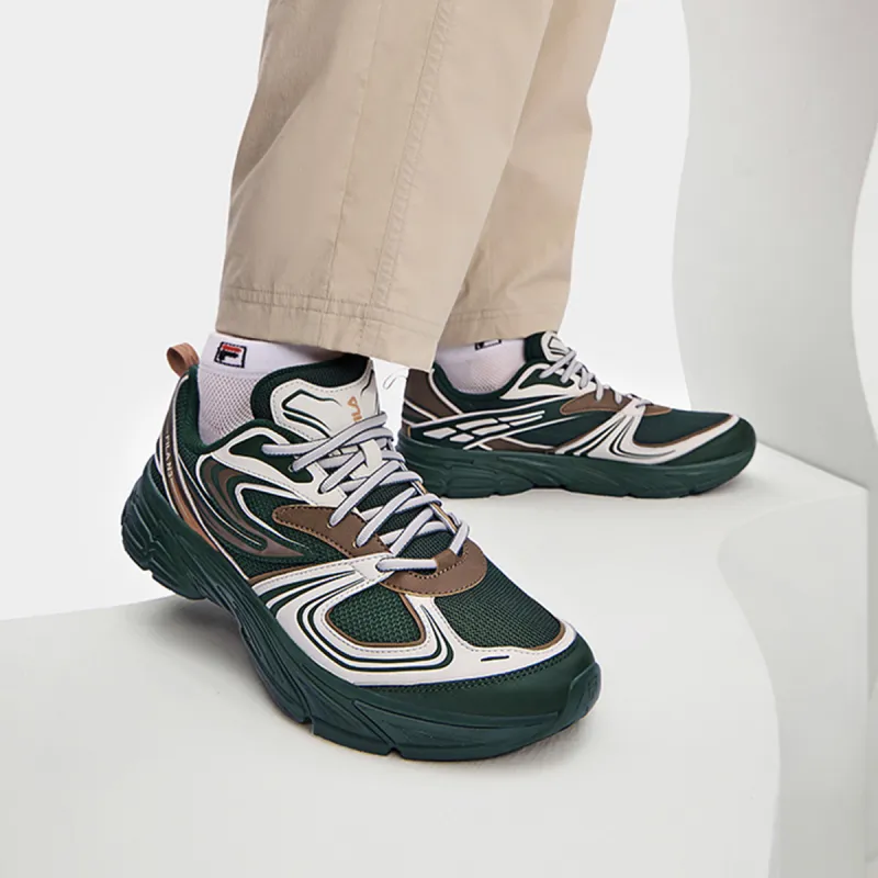 FILA INTERUN Cushioning Anti Slip Wear Resistant Breathability Low Top Casual Shoes Men's Green Silver-4