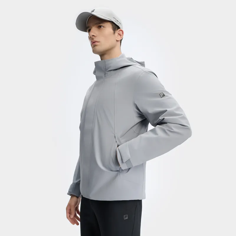 FILA Hiking Outdoor Hiking Waterproof And Windproof To Keep Warm Windbreaker Jacket Men's Forest Gray-5