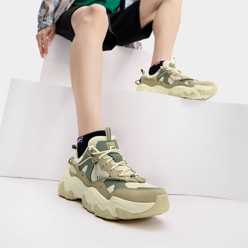 FILA FLUID 5 Anti-Slip And Wear-Resistant Breathable Low-Top Casual Shoes Men's White Gray-8
