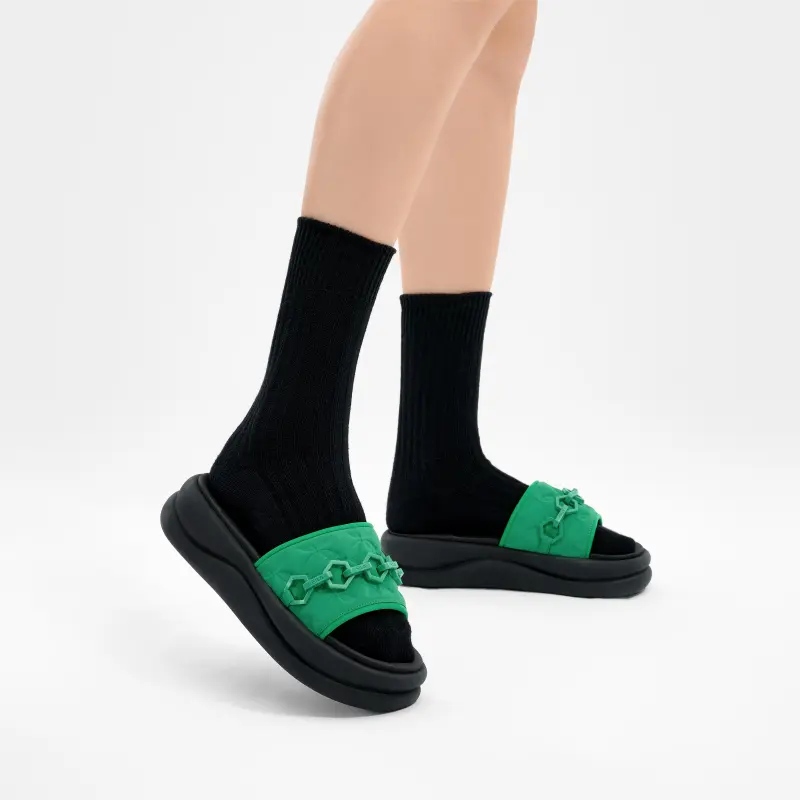 FILA SPONGE Quick Dry Slide Slippers Women's Green-5