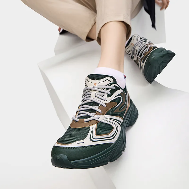 FILA INTERUN Cushioning Anti Slip Wear Resistant Breathability Low Top Casual Shoes Men's Green Silver-8