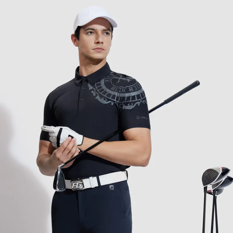 FILA Golf Series Short Sleeved Polo Shirt Men's Pitch Black-4