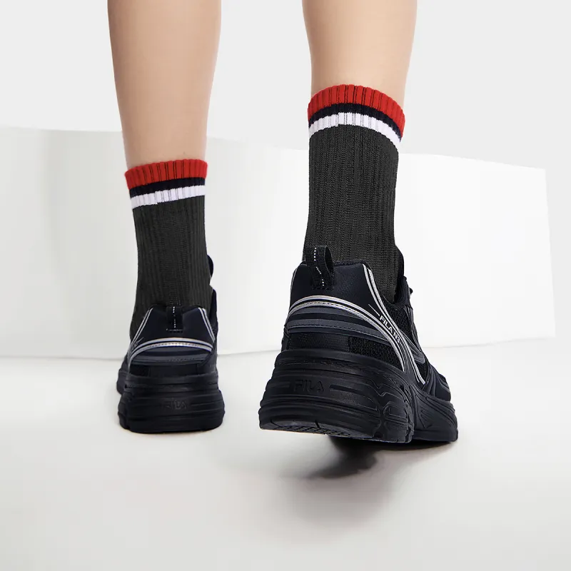 FILA INTERUN Cushioning Anti Slip Wear Resistant Breathability Low Top Casual Shoes Women's Shadow Black Gray-7
