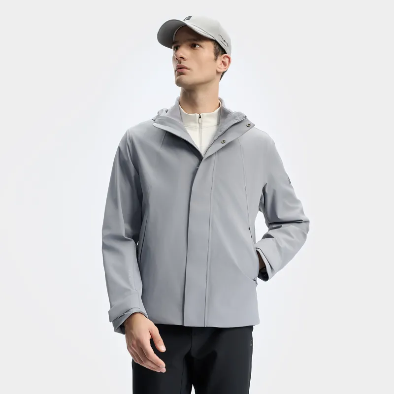 FILA Hiking Outdoor Hiking Waterproof And Windproof To Keep Warm Windbreaker Jacket Men's Forest Gray-3