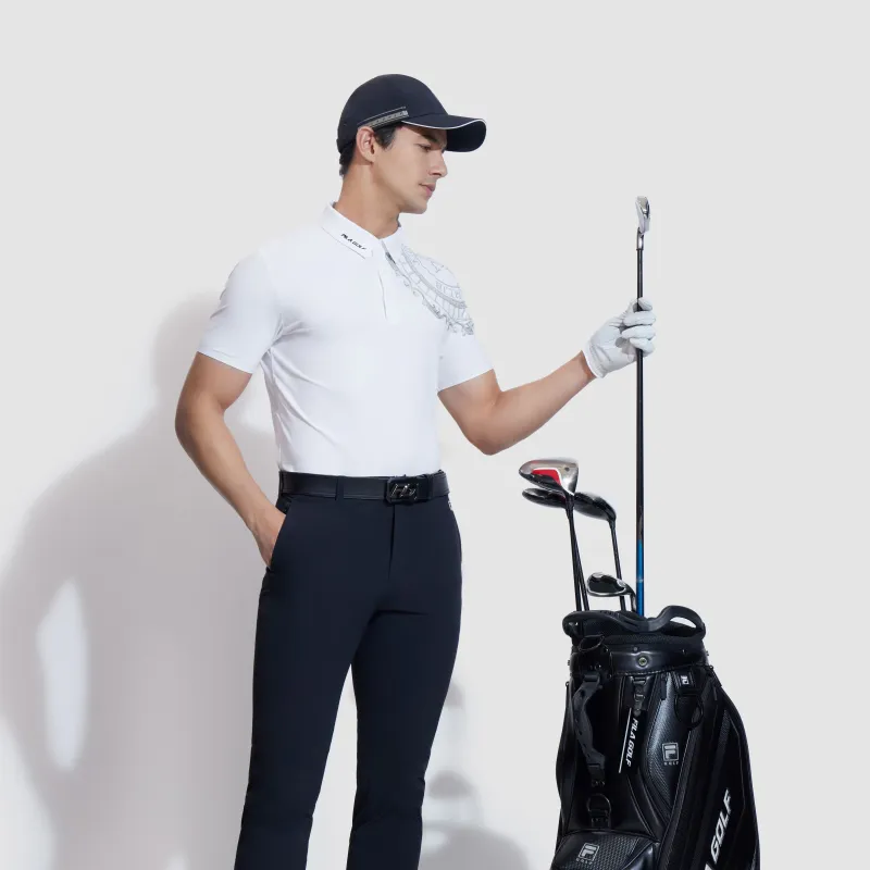 FILA Golf Series Short Sleeved Polo Shirt Men's Jade White-5