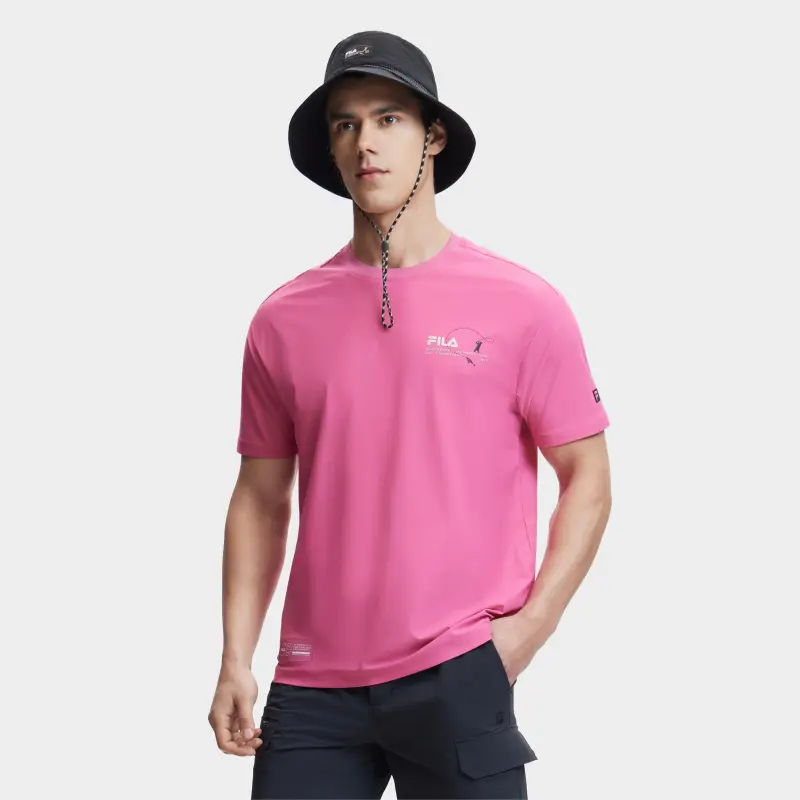 FILA T Shirts Men Spring Plum Red-4