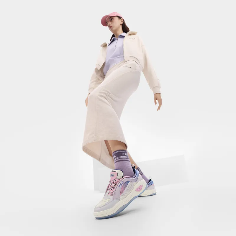 FILA Low Top Skateboard Shoes Women's Milk White/Rain Mist Gray-9