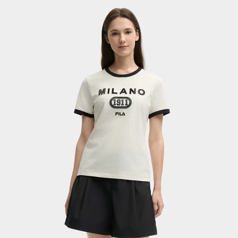FILA MILANO Italian Luxury Sports Collection T Shirt Women's Light Khaki Heather Gray-2