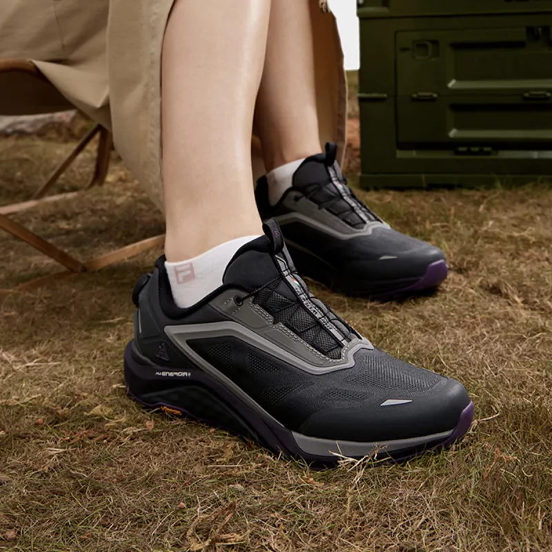 FILA BOA WOLF 2+ Anti Slip And Wear Resistant Breathable Low Top Outdoor Shoes Women's Shadow Black Gray-8