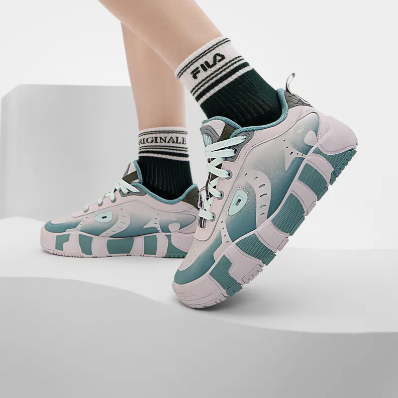FILA MELT Anti Slip Wear Resistant Low Top Skateboard Shoes Women's Pink Green-5