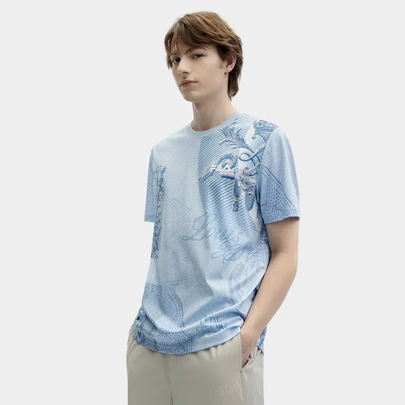 FILA Heritage Set-in Sleeve T-Shirt Men's Blue-4