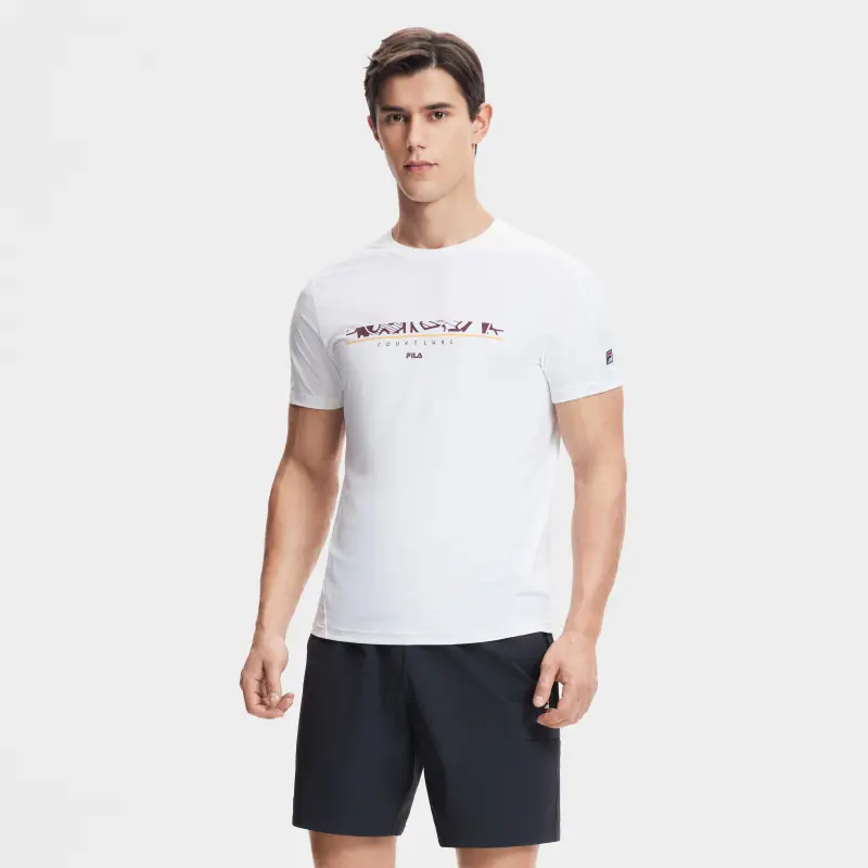 FILA Set in Sleeve T Shirt Men's Bright White-4