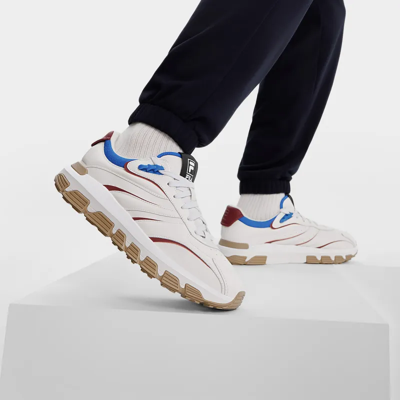 FILA Wear-Resistant Low-Top Running Shoes Men's White Red-3