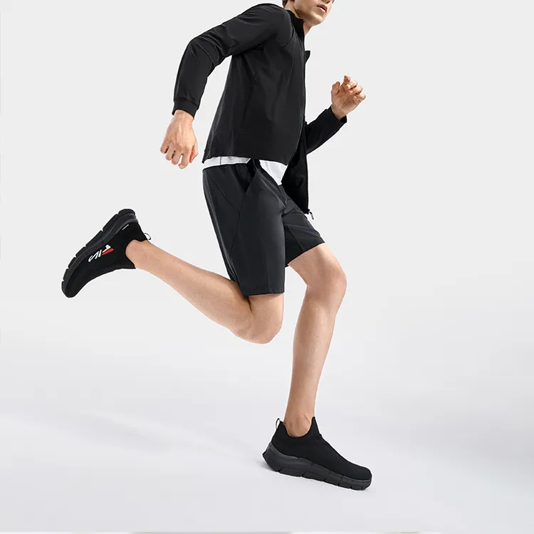 FILA Sock Anti Slip Wear Resistant Low Top Training Shoes Men's Black-6