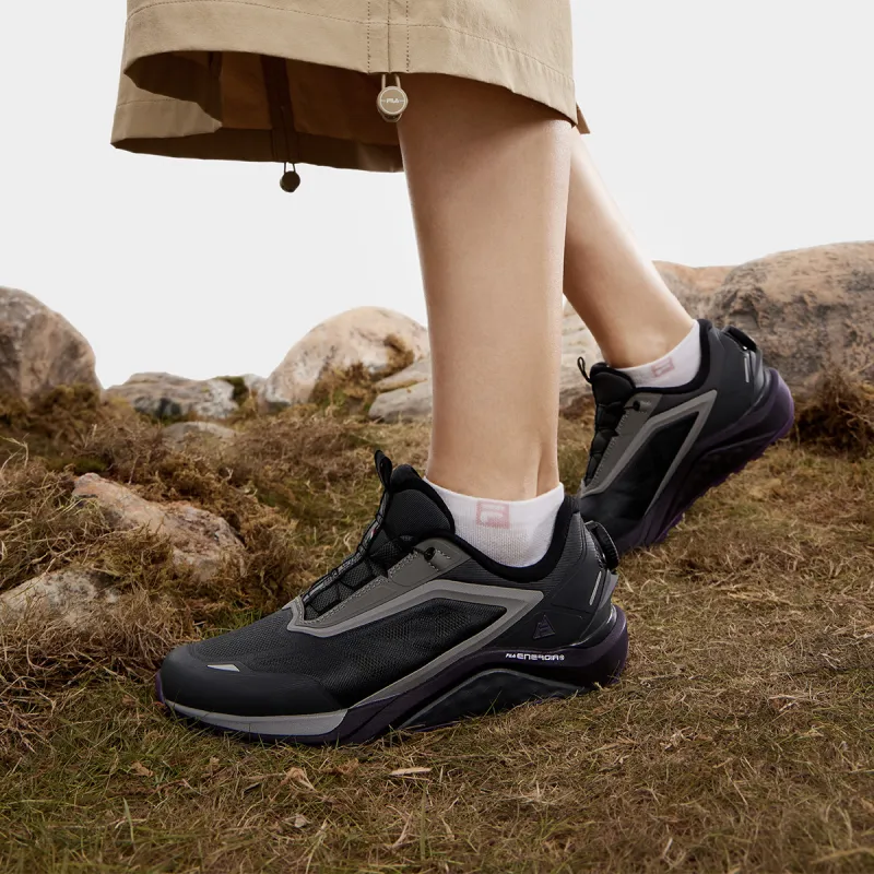 FILA BOA WOLF 2+ Anti Slip And Wear Resistant Breathable Low Top Outdoor Shoes Women's Shadow Black Gray-4