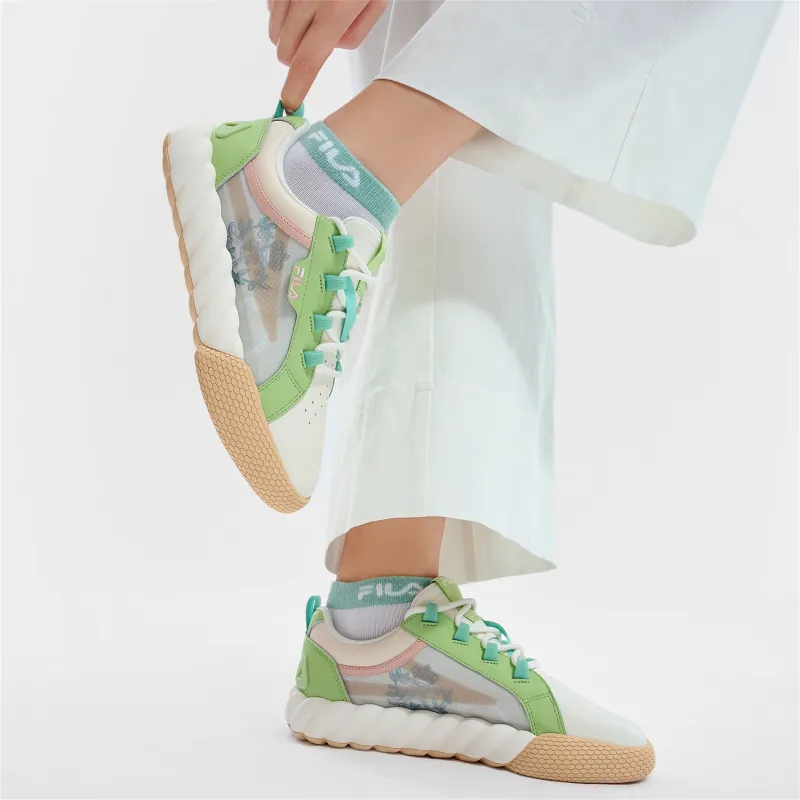 FILA CAMPO VERSAILLES Anti Slip Wear Resistant Low Top Skateboard Shoes Women's White Green-7