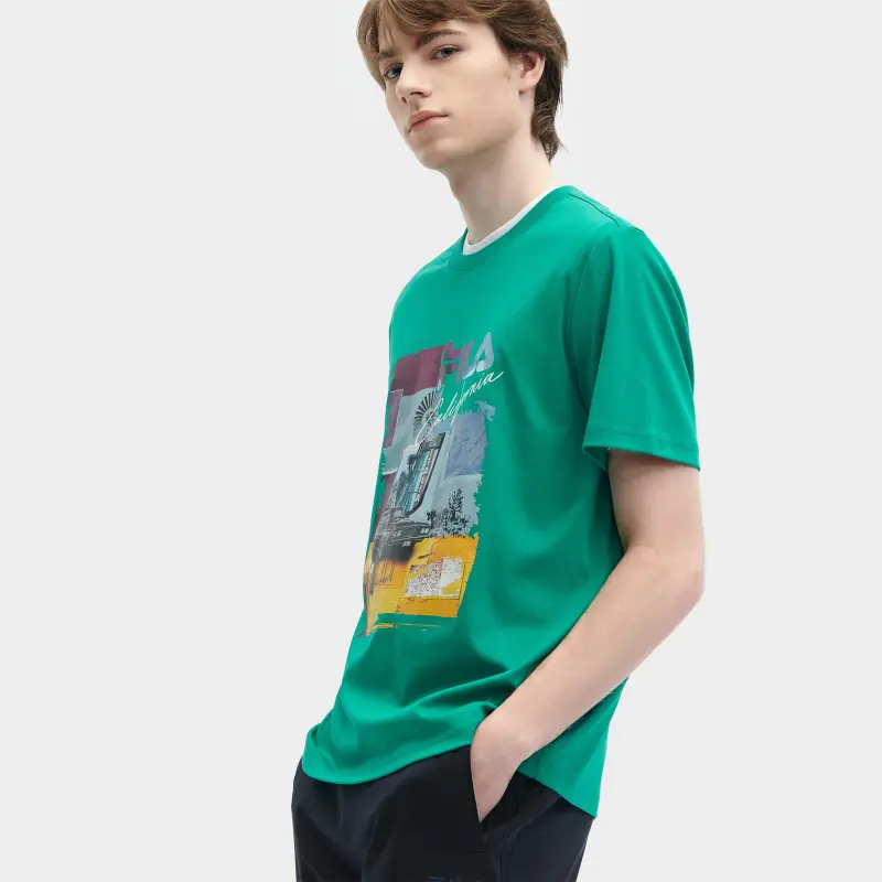 FILA SS24 T Shirt Men's Myriad Green Tracks-4