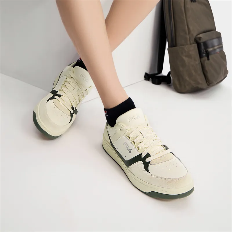 FILA Targa Wear Resistant Low Top Skateboard Shoes Men's White Green-5