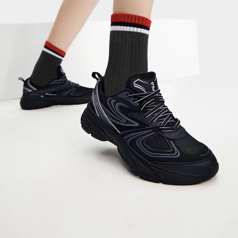 FILA INTERUN Cushioning Anti Slip Wear Resistant Breathability Low Top Casual Shoes Women's Shadow Black Gray-5