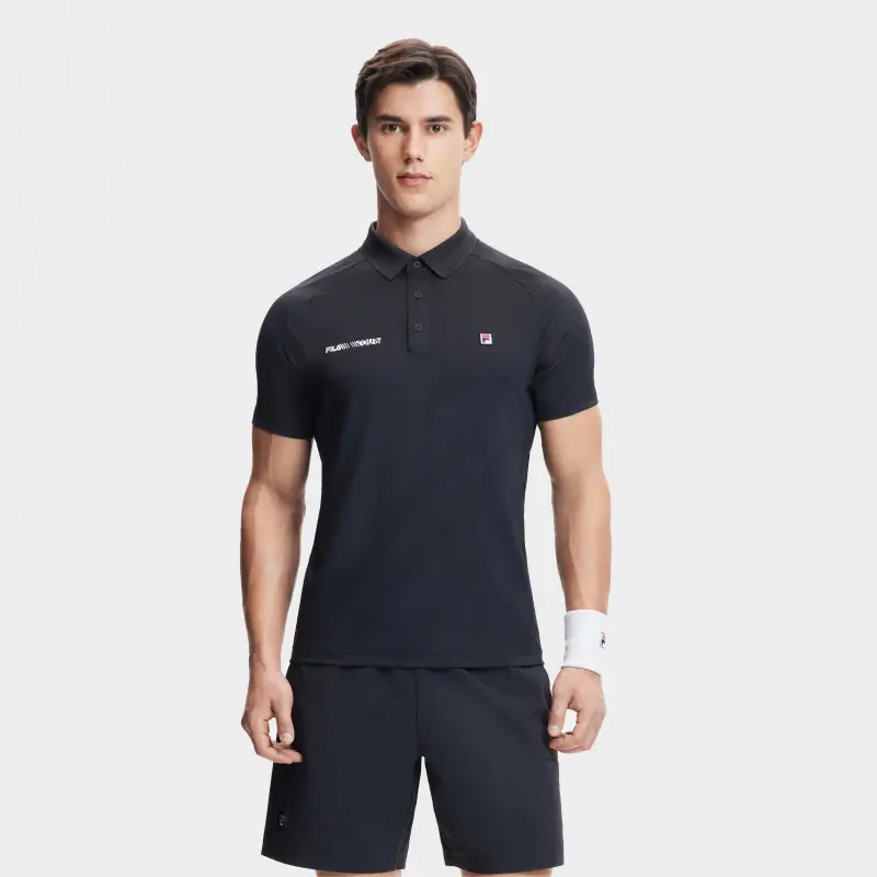 FILA Polo Shirts Men Dark Current Black-4