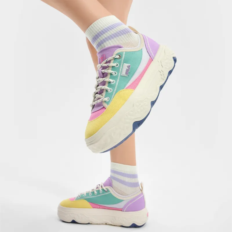 FILA ROCK Rock Shoes Anti-Slip Wear-Resistant Low-Top Canvas Shoes Women's Yellow Blue-6