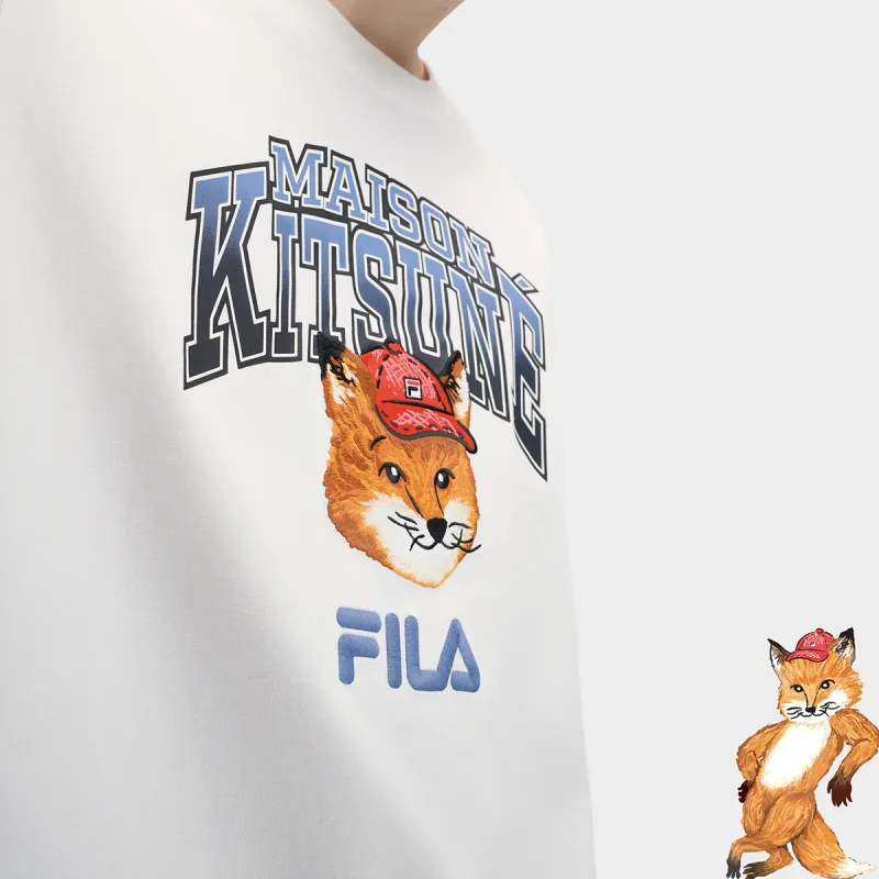 FILA x Maison Kitsune Little Fox T Shirt Unisex Cloud White-2
