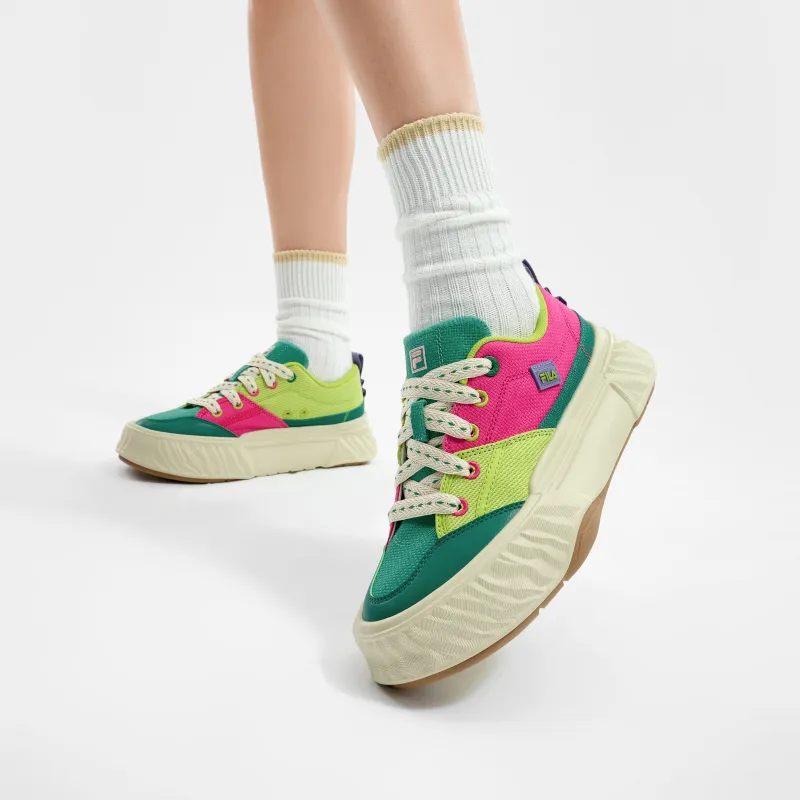 FILA Fosso Slip Resistant Low Top Canvas Shoes Women's Green Pink-5