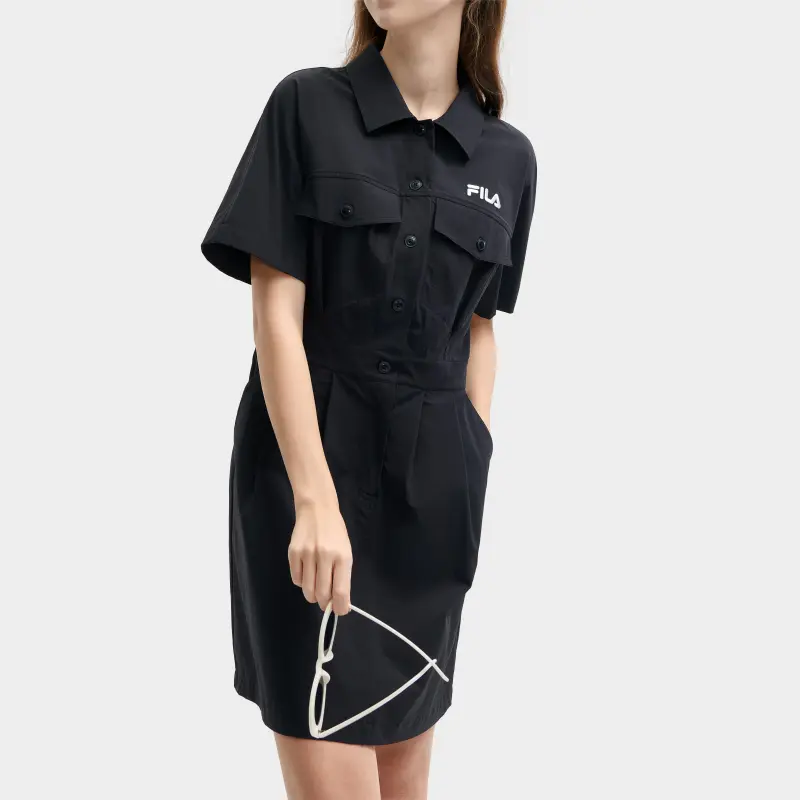 FILA SS24 Short Sleeved Dress Women's Black-2