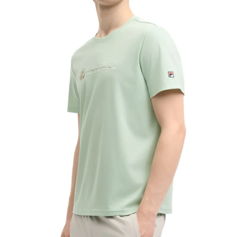 FILA Knitted Fabric Short Sleeved T Shirts Men's Pastoral Green-3