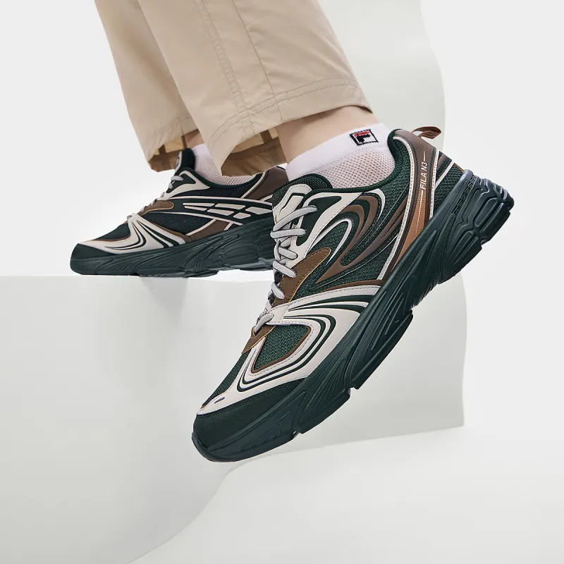FILA INTERUN Cushioning Anti Slip Wear Resistant Breathability Low Top Casual Shoes Men's Green Silver-6