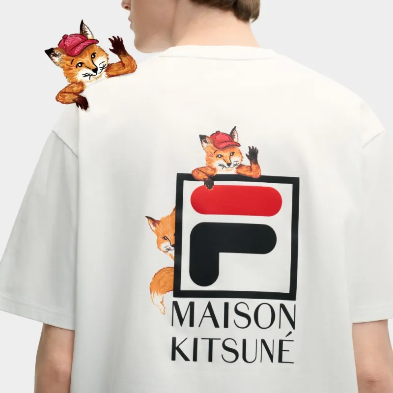 FILA x Maison Kitsune Little Fox T Shirt Unisex Cloud White-2