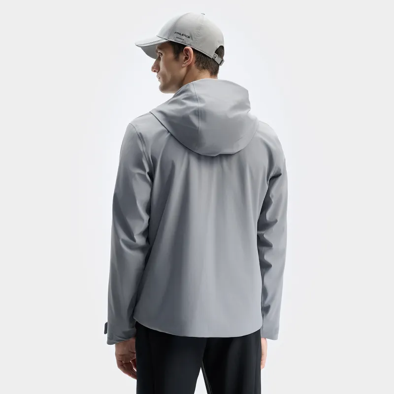 FILA Hiking Outdoor Hiking Waterproof And Windproof To Keep Warm Windbreaker Jacket Men's Forest Gray-4