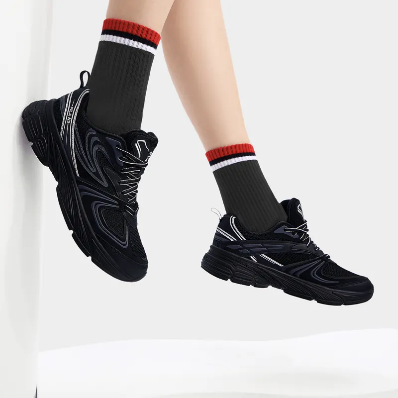 FILA INTERUN Cushioning Anti Slip Wear Resistant Breathability Low Top Casual Shoes Women's Shadow Black Gray-6