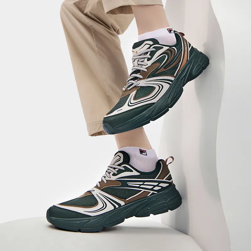 FILA INTERUN Cushioning Anti Slip Wear Resistant Breathability Low Top Casual Shoes Men's Green Silver-7