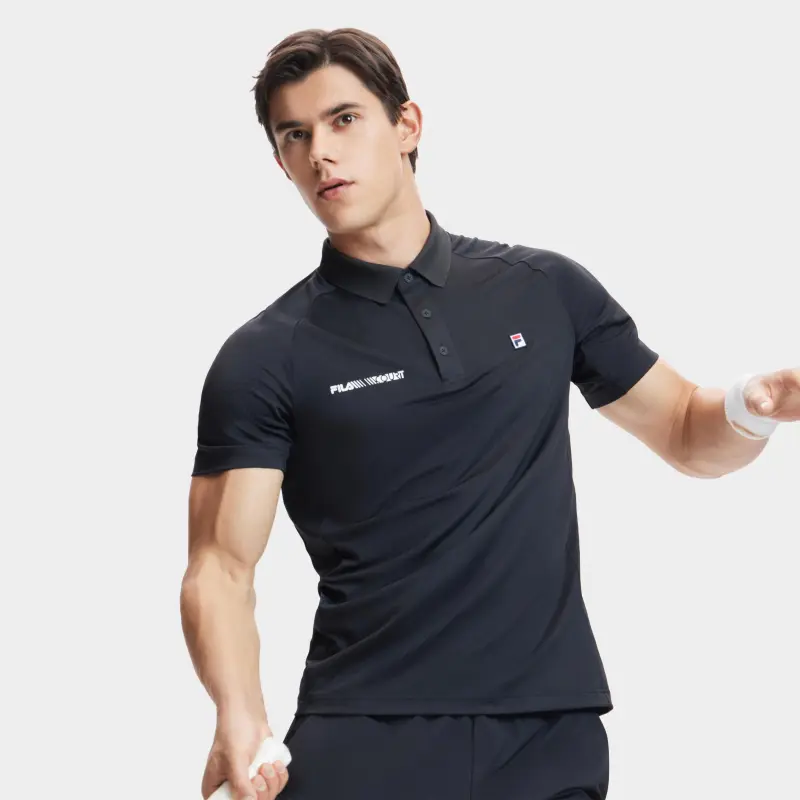 FILA Polo Shirts Men Dark Current Black-6