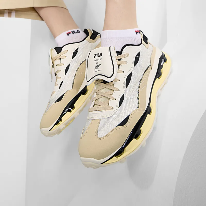 FILA KM2 Anti Slip Wear Resistant Low Top Casual Shoes Men's Early Snow/Beige Yellow-4