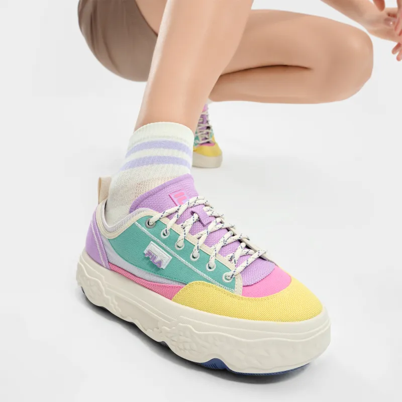FILA ROCK Rock Shoes Anti-Slip Wear-Resistant Low-Top Canvas Shoes Women's Yellow Blue-5