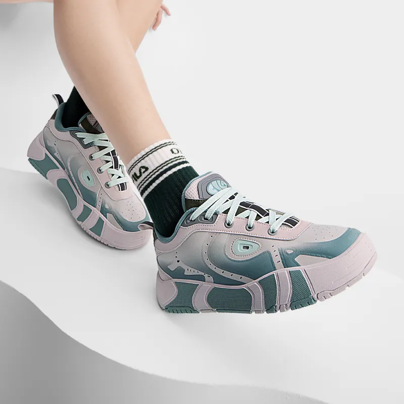 FILA MELT Anti Slip Wear Resistant Low Top Skateboard Shoes Women's Pink Green-6