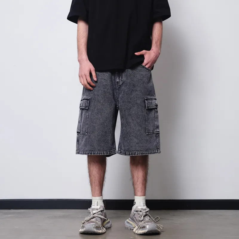 PASET Denim Shorts Unisex Smoke Gray-2